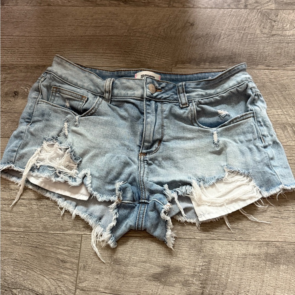 PINK Victoria's Secret Blue Distressed Jean Shorts